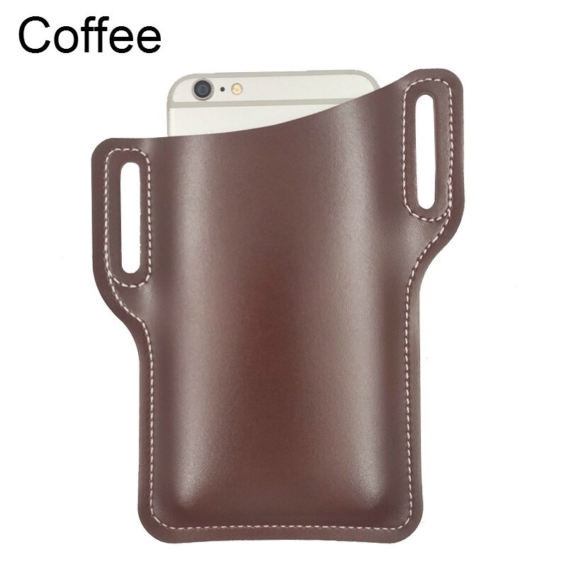 7 Kleuren Unisex Mobiel Leather Holster Belt Loop Case Riem Taille Telefoon Tas Mannen Vrouwen Cosplay Props Lederen Portemonnee Telefoon portemonnee: Coffee