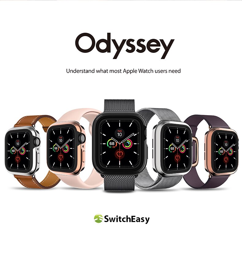 Switcheasy voor apple watch 5/6 4 roestvrij staal, aluminiumlegering, iphone-hoesje, metaal, zacht 40/44 mm anti-slip, mannen en vrouwen.