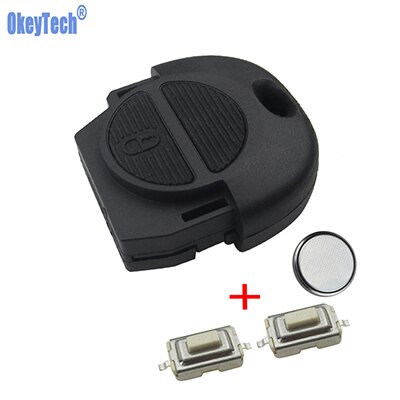 OkeyTech Replacement Remote Key Cover Case FOB 2 Buttons With 2PCS Switches &amp; Battery For Nissan Micra Almera Primera X-Trail