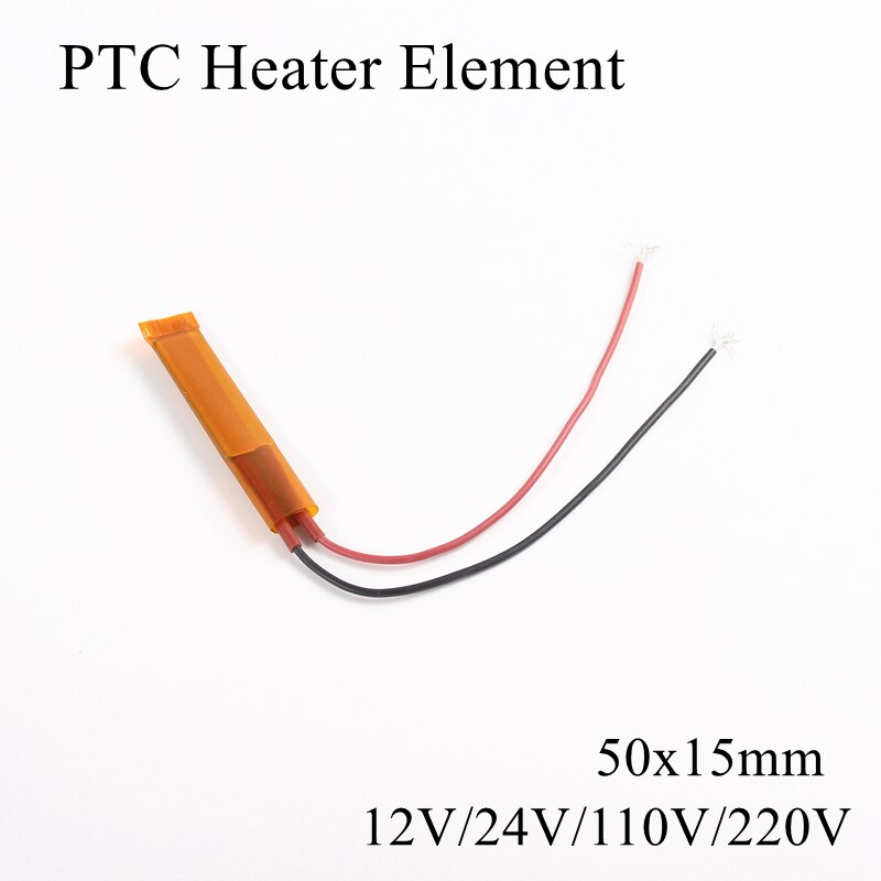 50x15mm 12V 220V PTC Heating Element Constant Thermostat Insulated Thermistor Ceramic Air Heater Plate Fan Heat Film 12 100 220