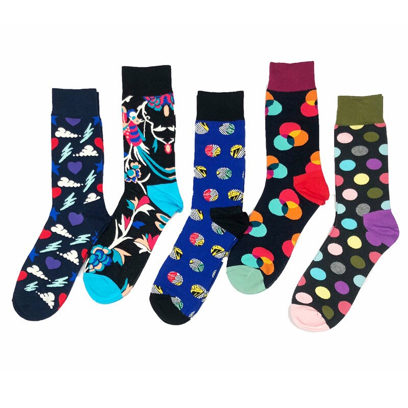 Herensokken grappige cartoon pauw bliksem wolk stippen kleurrijk vrolijk harajuku hiphop katoenen sokken heren herfst winter