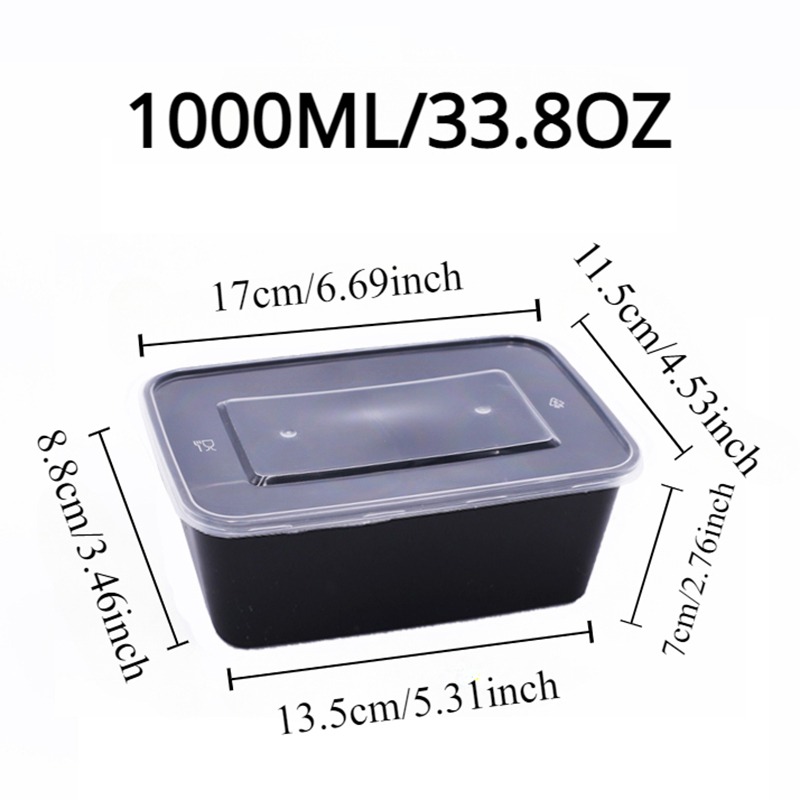 Caja de comida negra para ensalada de frutas, caja de comida para cocina, preparación de comida para llevar, almacenamiento de nevera Bento, contenedores de alimentos a prueba de fugas, 10/20 piezas: YELLOW / 20pcs