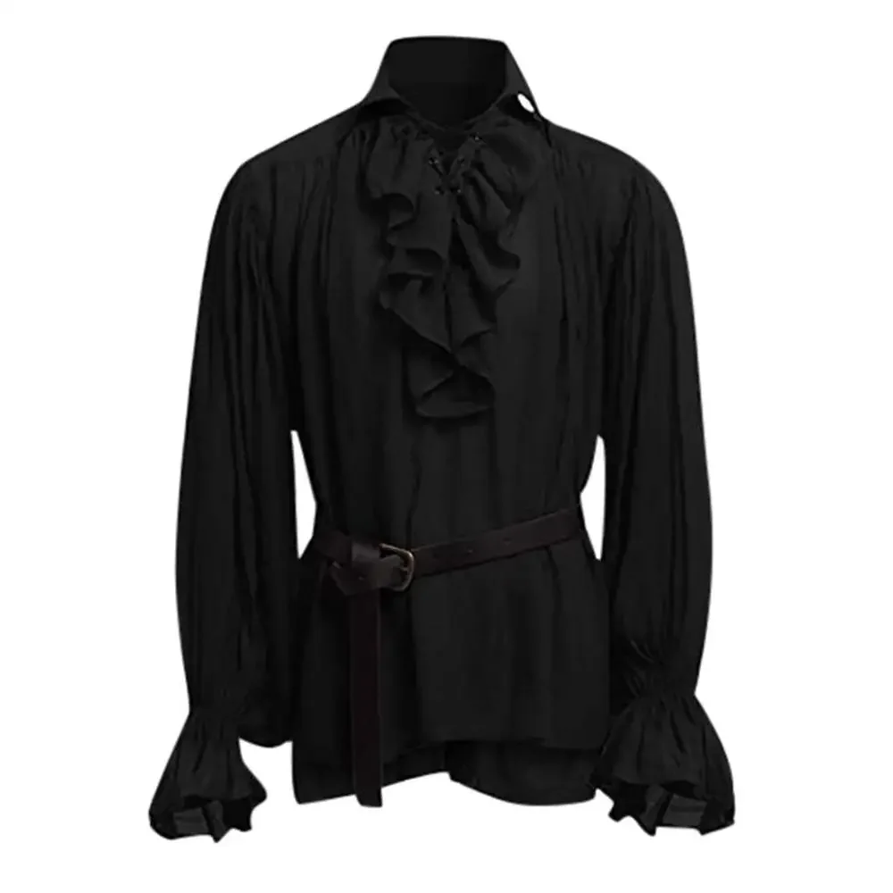 Chemises médiévales à volants gothique Steampunk victorien Pirate Cosplay Costume hommes hauts pantalons à lacets chemise Larp Vintage