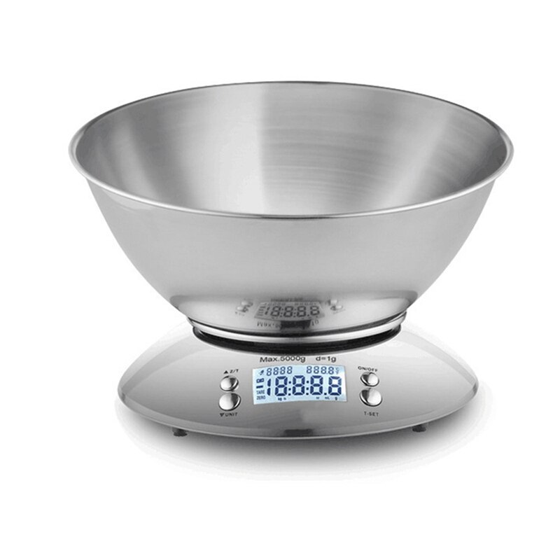 Food Kitchen Bowl Scale, Digital Grams and Ounces for Weight Loss, Baking, Cooking, Keto and Meal Prep, Silver: Default Title
