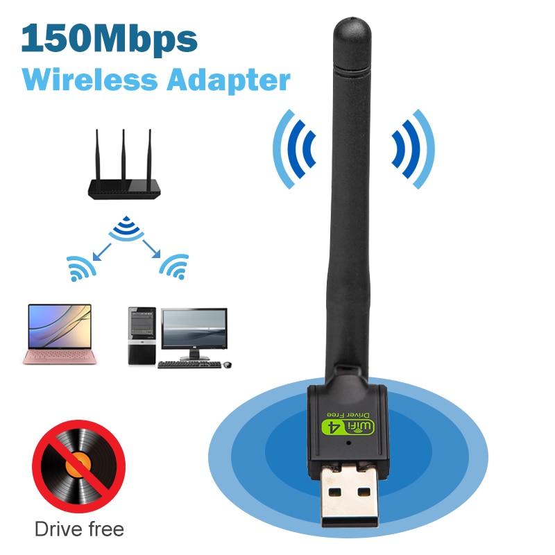 Usb adaptador wi-fi ethernet lan 150 sem fio 802.11n portátil desktop dongle placa antena adaptador 2.4g wi fi receptor wi-fi mini