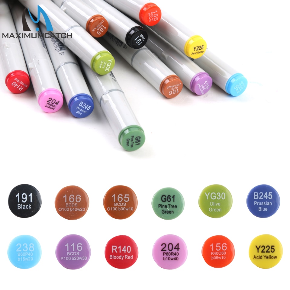 Maximumcatch 12 kleuren waterdichte vliegbindmarker dubbele kop uv-bestendig vliegbindgereedschap