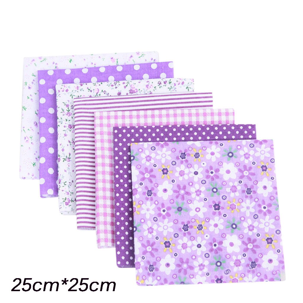 Lot de tissu artisanal en coton 7 pièces | Patchwork carrés Quilting couture, bricolage, motif Floral imprimé Patchwork, tissu en coton: Purple 