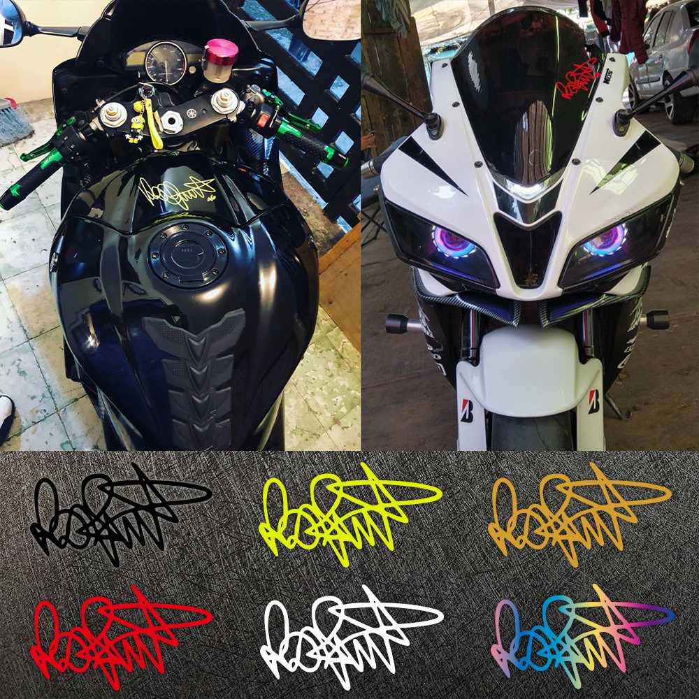 JDM 46 Rossi Signature Adesivo per moto Adesivo riflettente impermeabile Decorazione per finestra paraurti