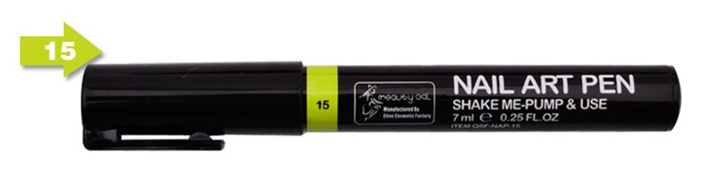 Bolígrafos pintados en 3D, herramientas de Arte de uñas, 16 colores, decoraciones, pinceles para uñas: Negro