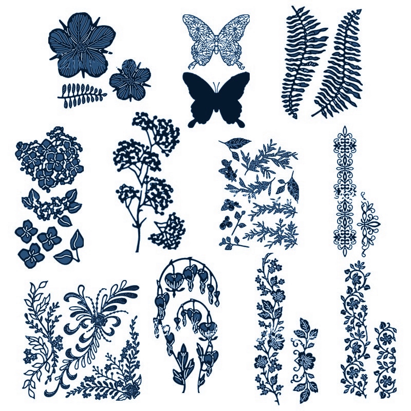 Troqueles de corte de hojas de vid de flores de madera silvestre para bricolaje álbum de recortes papel confección de tarjetas suministros para manualidades
