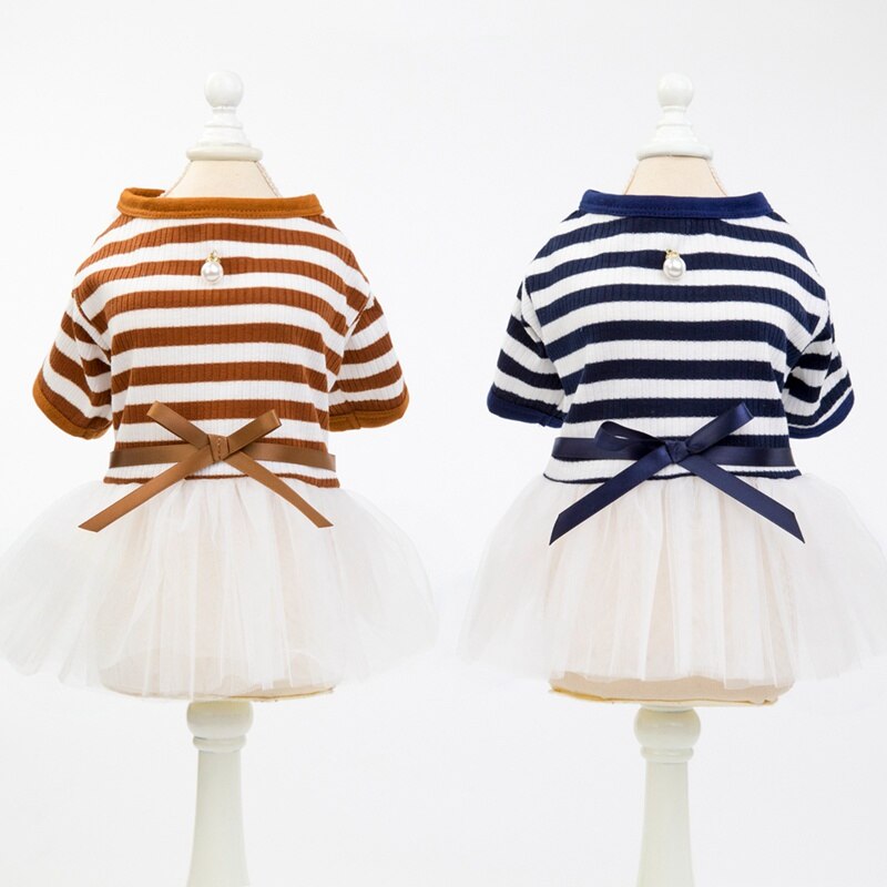 Petitebella USA Twin Herz Hundekleid – Weiß Gestreift Mit Tutu, Sterne, Für Kleine Bis Große Hunde