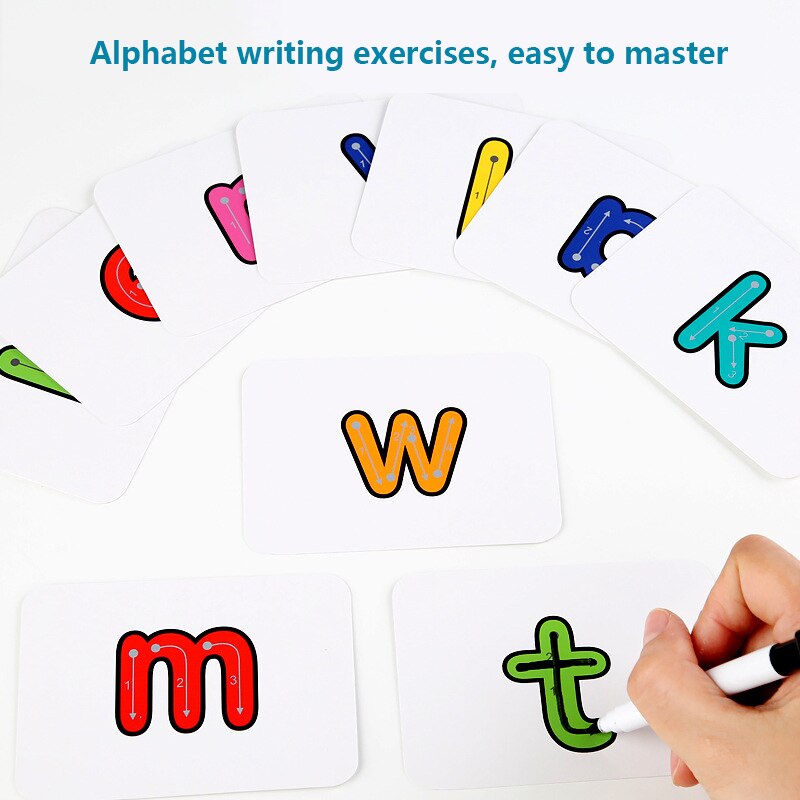Træ alfabet læring kort sæt ord stavemåde praksis legetøj engelsk alfabet stavekort ord byggesten legetøj