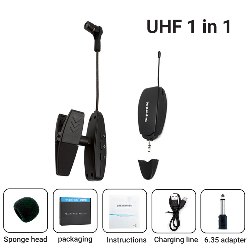 Instrumentos sem fio captador amplificador uhf 2.4g microfone receptor sem fio transmissor para saxofone trompete chifre tuba flauta: CINZA