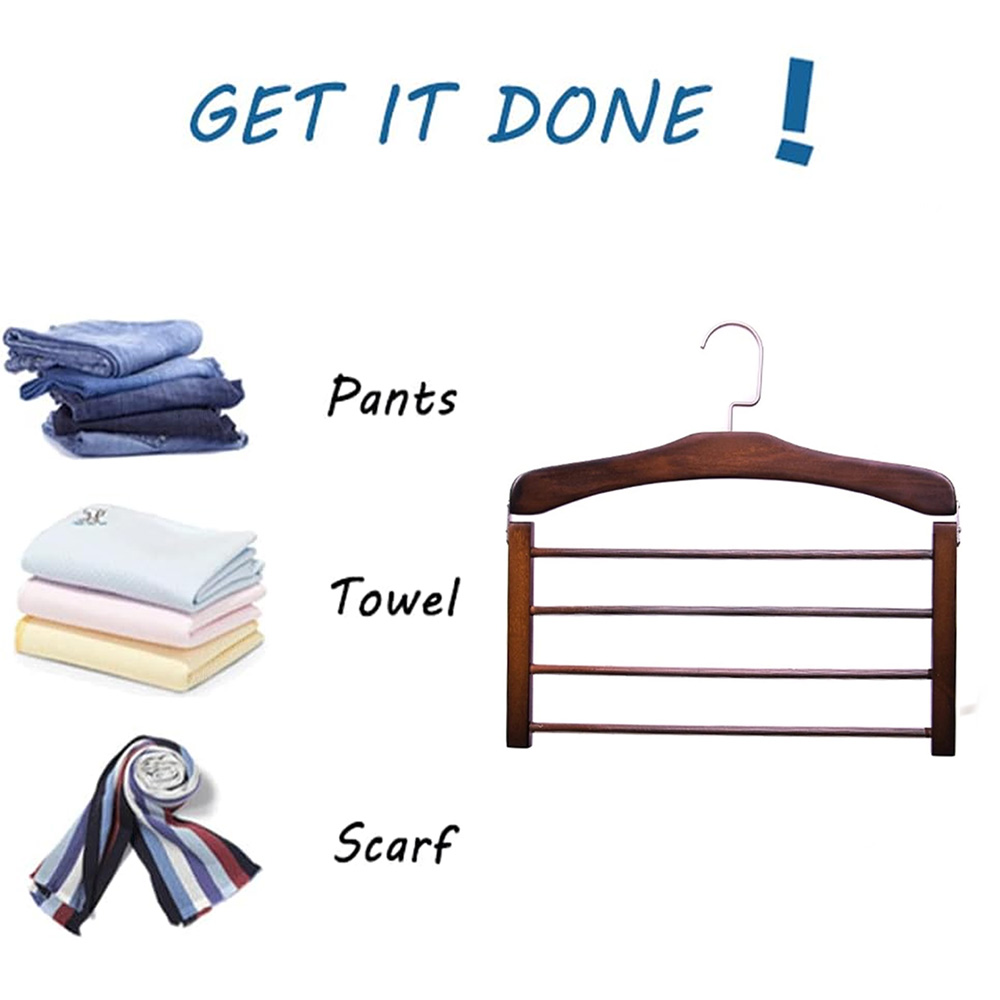 Solid Wood Clothes Drying Rack Wardrobe Storage Rack Multi-function Solid Wood Trouser Rack Towel Rack Home Apartment Clothes ra