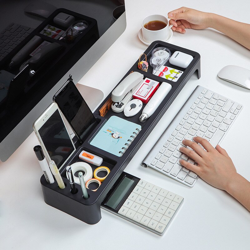 Plastic Office Table Organizer Desk Keyboard Rack Stationery Storage Holder Computer Home Office Desktop Pvc Storage Shlelf