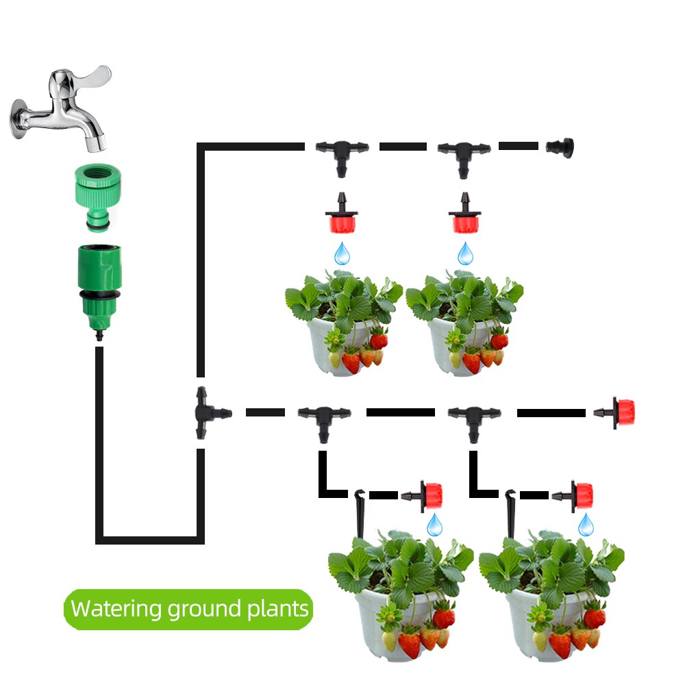 Micro Drip Irrigation System Garden Watering Hose Kit With Connectors Adjustable Drip
