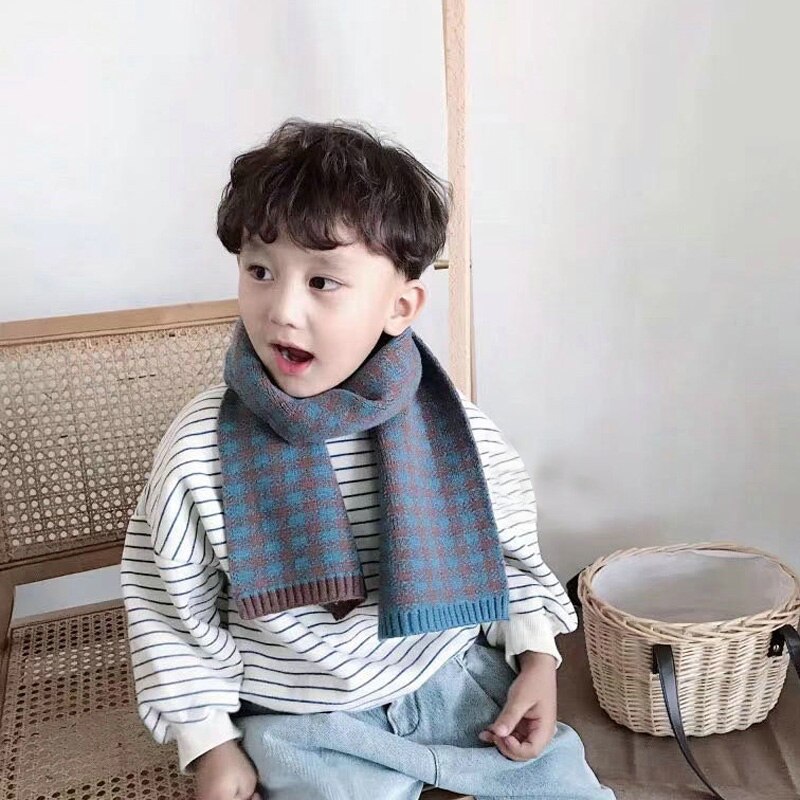 Winter Kinderen Sjaal Plaid Gebreide Kids Sjaals Halswarmer Sjaal Baby Sjaals Voor Jongens Meisjes Kinderen Accessoires 2-6Y