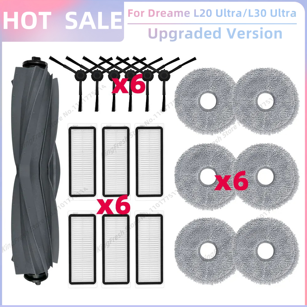 Fit For Dreame L20 Ultra / L20 Ultra Complete RLX41CE / L30 Ultra Parts Main Roller Side Brush Hepa Filter Mop Cloth Dust Bag: light green