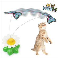 Kat leg til kæledyr kat stang wire sjov kat killing kæledyr legetøj fugl tilfældig sommerfugl teaser roterende legetøj elektrisk