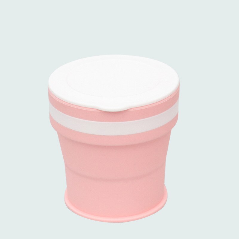 170ml/270ml/350ml udendørs bærbare lækagesikre silikone folde teleskopkop: Lyserød 350ml