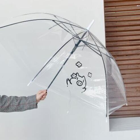 Gennemsigtig børn paraply børn barn pige tegneserie dyr lige stang børn paraplyer parasol på: Griseblomst