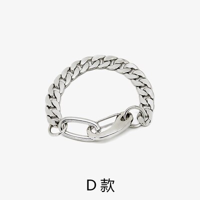 HUANZHI Silber Farbe Punk Armreif Klassische Hip Hop Harajuku Dicke Kette Dünne Doppel Anhänger Link Runde Armband Für Männer Schmuck: D