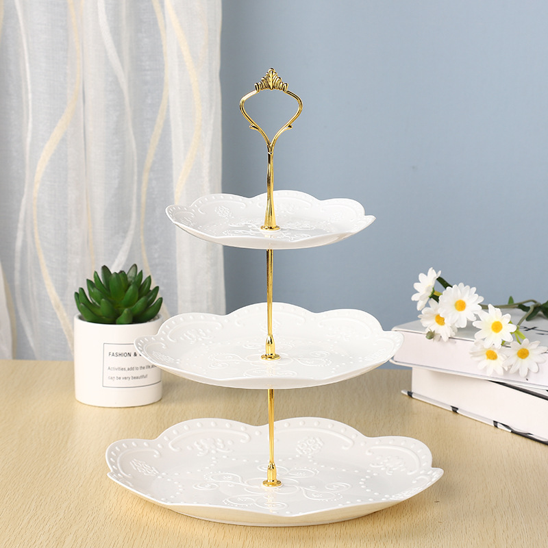 Detachable Cake Stand European Style 3 Tier Pastry Cupcake Fruit Plate Serving Dessert Holder Wedding Party Home Decor: 2Yuan Gold