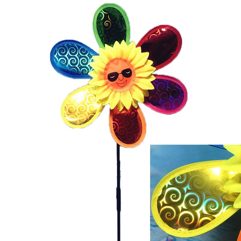 Windspel, 12 kleurrijke windmolentjes, kunststof met houten stokjes