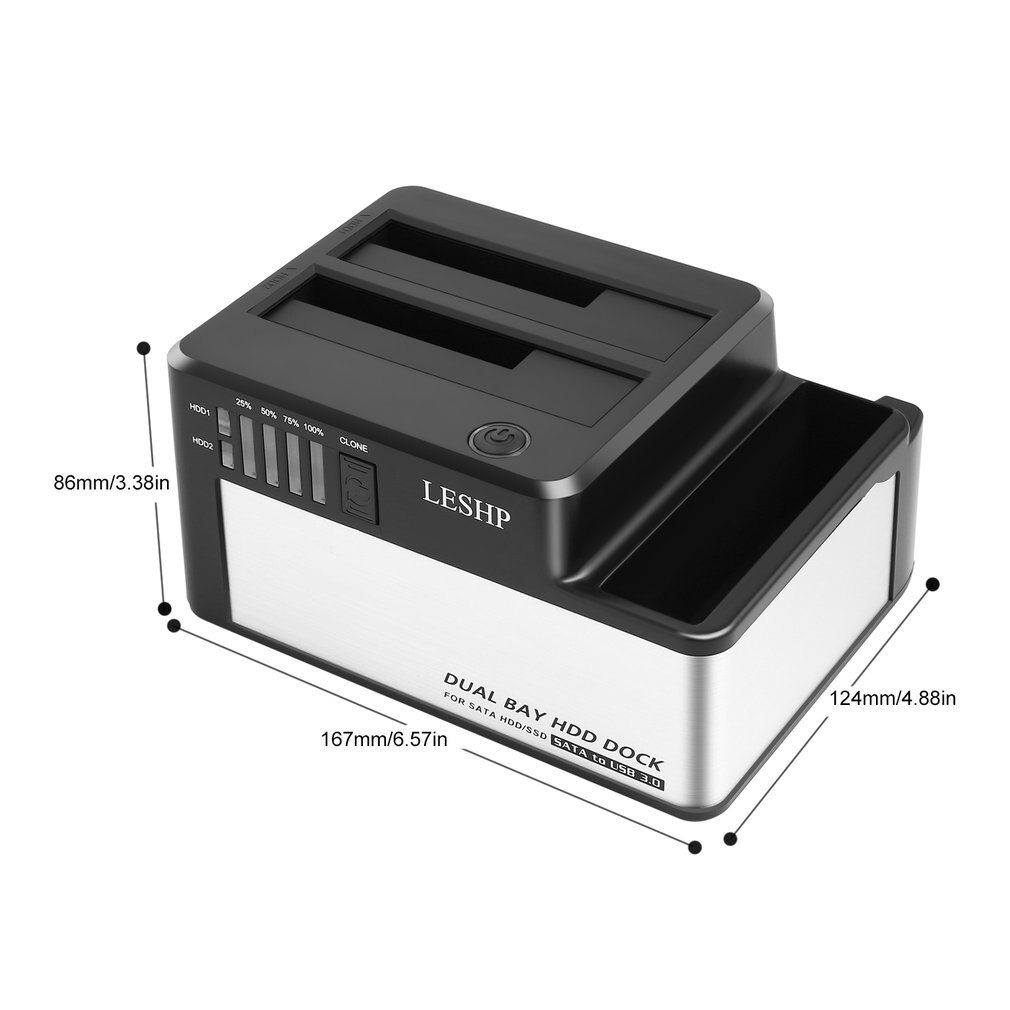 Estación de acoplamiento Dual para disco duro HDD USB 3,0 a SATA HDD SSD con clon para 2,5 "& 3,5" SATA HDD & SSD, carcasa de disco duro Dock