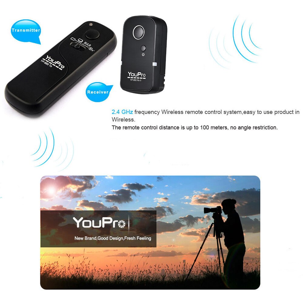 YouPro YP-860 S2 2.4G Wireless Remote Control Shutter Release Transmitter Receiver for Sony A58 A7R A7 A7II A6000 DSLR Cameras