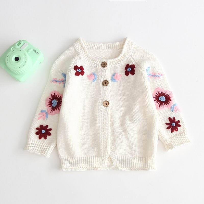 Baby Meisje Trui Borduren Lange Mouwen Gebreide Vest Bovenkleding Kinderkleding Winter Baby Meisje Kleding 0-3T E83020