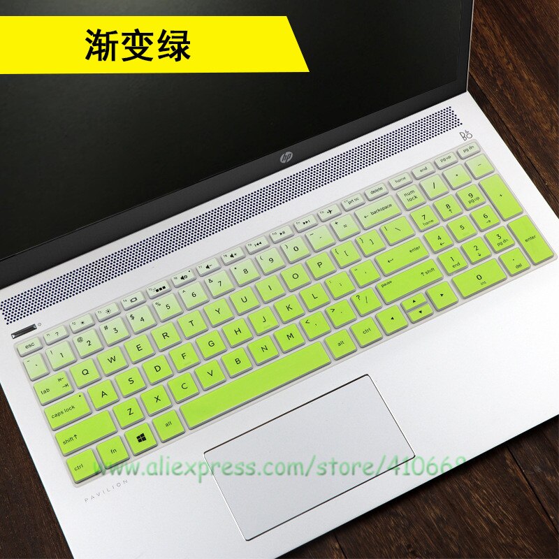 For HP Pavilion Gaming 16 16-A0013tx 16-a0056TX 16 16.1 inch Silicone Notebook Laptop Keyboard Cover Skin Protector Film: Gradual green