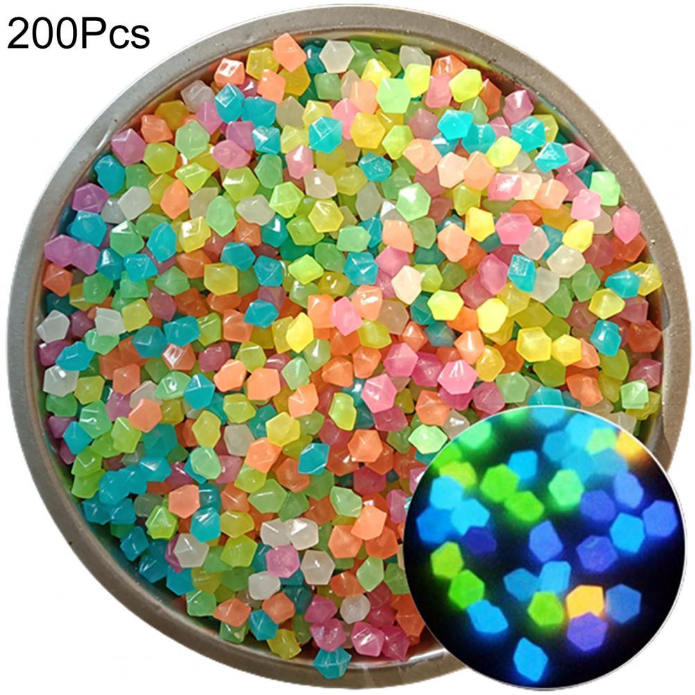 200 Stuks Lichtgevende Pebble Glowing Kunstmatige Steen Glow In Dark Ruit Lichtgevende Rock Aquarium Decoratie Декор Для Аквариума: Mix Color