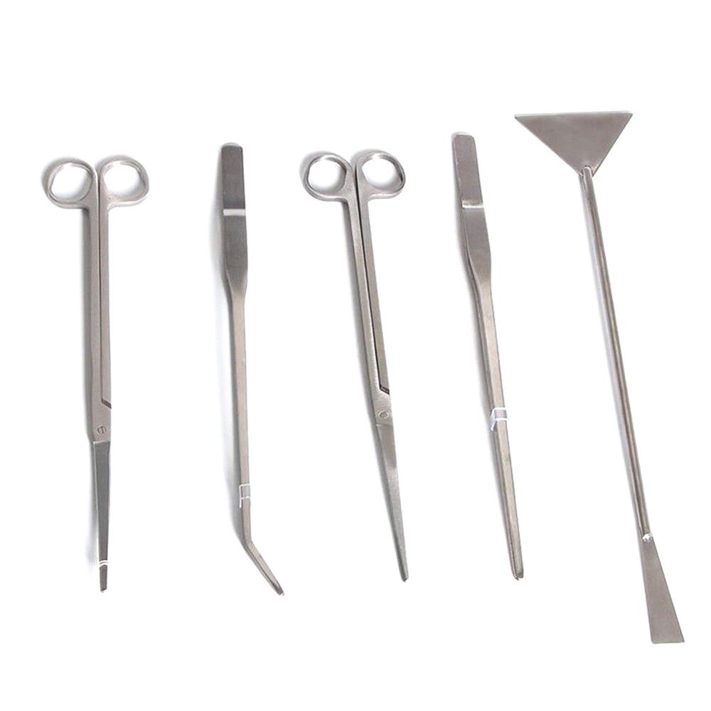 5 pièces ensemble pour aquarium frais et marin plantes vivantes herbe ciseaux pince à épiler Kit pelle Aquarium entretien outils: Default Title