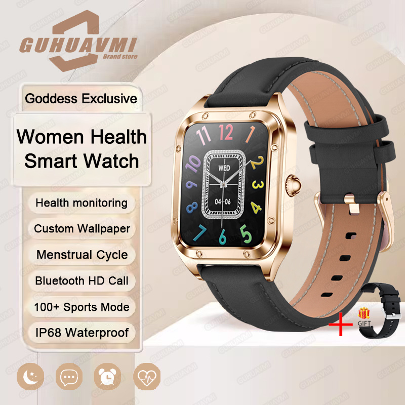 Reloj inteligente ultrafino de lujo para mujer, pantalla completamente táctil, frecuencia cardíaca, resistente al agua, rastreador de actividad/deporte, 2024: Azul