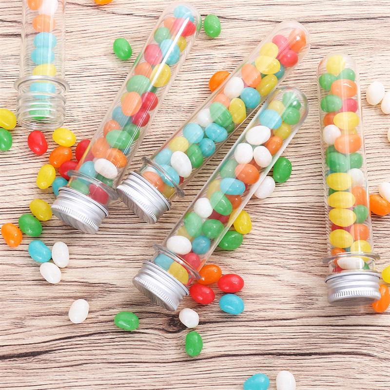 50pcs 40ml Test Tube Bottles Storage Container Cylindrical Tubes Candy Tubes Transparent Cylindrical PET Test Tube Bottle