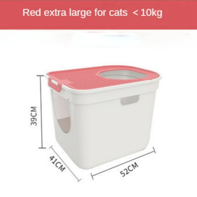Full Enclosed Litter Box Cats Bedpans Pet Litter Tray Potty Toilet Anti Splash Deodorant Kitten Products Dormatory Cama Gato: Red XL