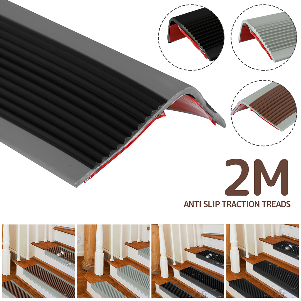 1 rotolo di protezione per bordi delle scale in PVC morbido antiscivolo per bordi del naso delle scale Strisce autoadesive per bordi a forma di L Protezione per gradini da 2 m