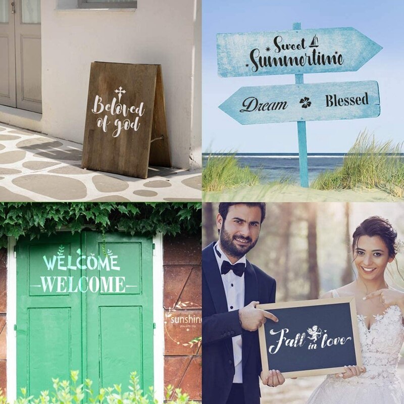 15 Pcs Stencils for Outdoor Painting, Stencils for Painting on Wood Stenclis for Planner Graffiti Card DIY Drawing