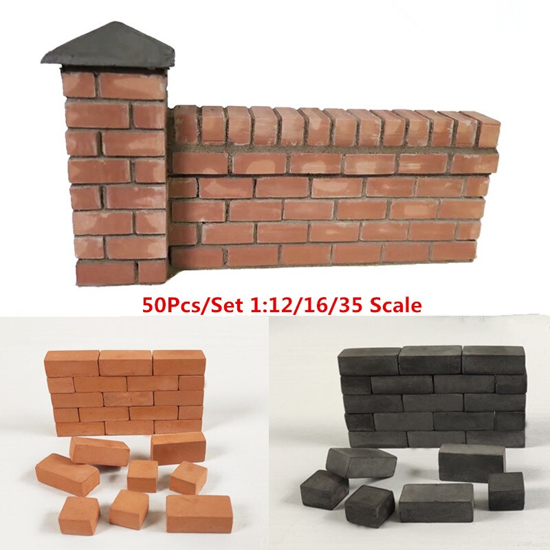 50Pcs/Set 1:16/12/35 Scale Mini Bricks Model Antique Micro Landscape Decorative Bricks DIY Building Decor