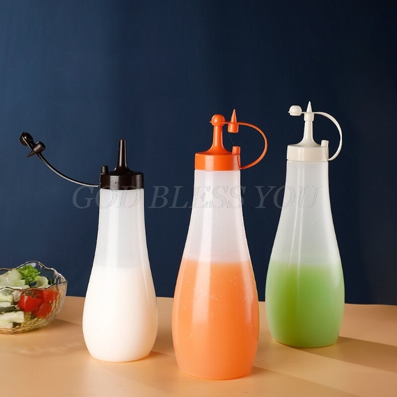 250/360/480/720ml Condiment Squeeze Bottle Creamy Salad Dressing Vinegar Oil Ketchup Condiment Dispenser Kitchen Gadget