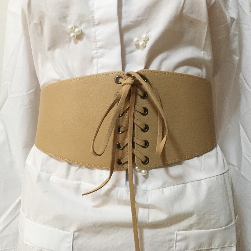 Festival Eenvoudige Taille Lace Up Lederen Riem Decoratie Tailleband Middeleeuwse Prinses Larp Kostuum Wijde Jurk Strap Gordel Voor Vrouwen: White belt