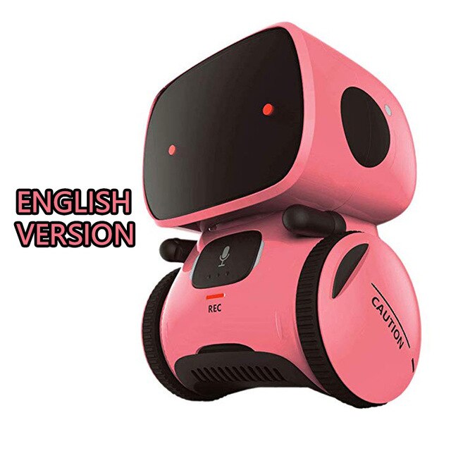 Smart Pink Robot Intelligent Robotic Toys Repeating Recorder Touch Control Voice Control Toy for Kids Christmas: English Pink