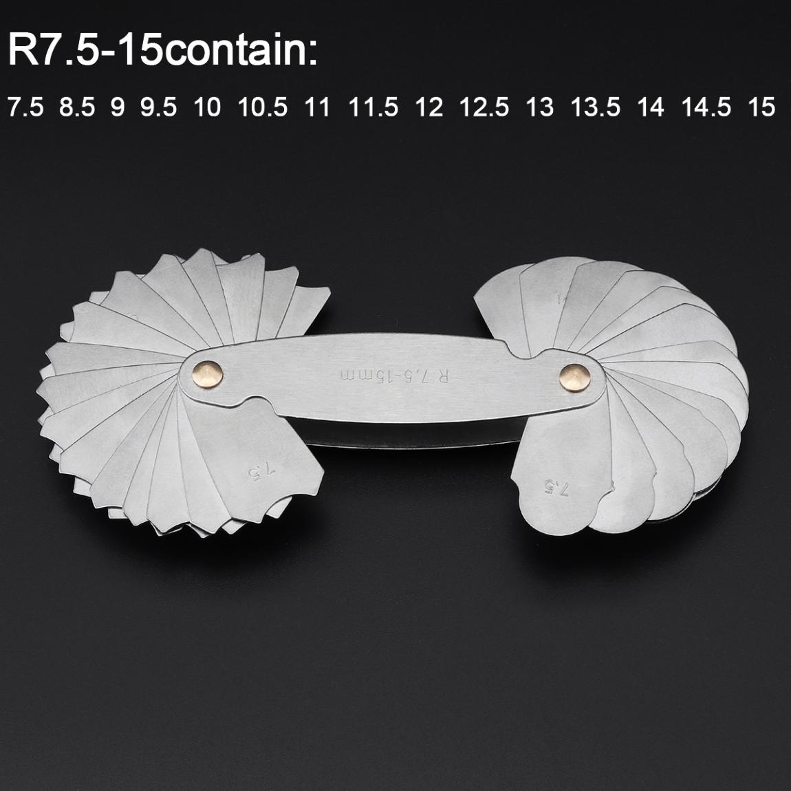 32 Stks/set Meten Gage Rvs Radius Gauge Sample R 7.5-15Mm Gauge Schroef Pitch Gauge Voor Industriële meting