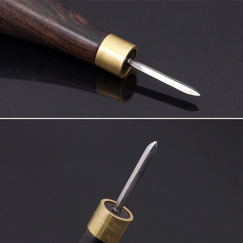 Leather Craft Awl 3mm 4mm 5-6mm DIY Leather Stitching Sewing Wooden Diamond Rhombus Awl Leathercraft Punch Tool
