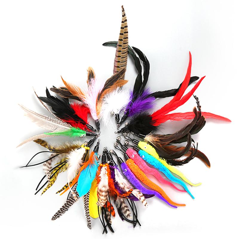 1PC Cat Stick Feather Replacement Head Cat Funny Toy Telescopic Cat Stick Teaser Wand Interactive Toys Pet Cat Toy DIY Supplies