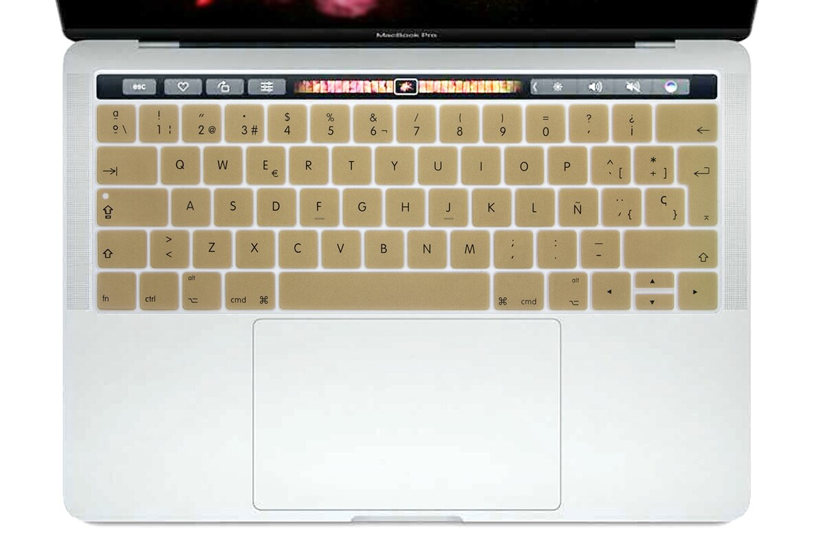 Eu Layout Spaans Cover Voor Macbook Pro 13 15 Touch Bar Eu Spaans Toetsenbord Cover A1706 A1989 a1707 A1990 Huid: EU-Golden