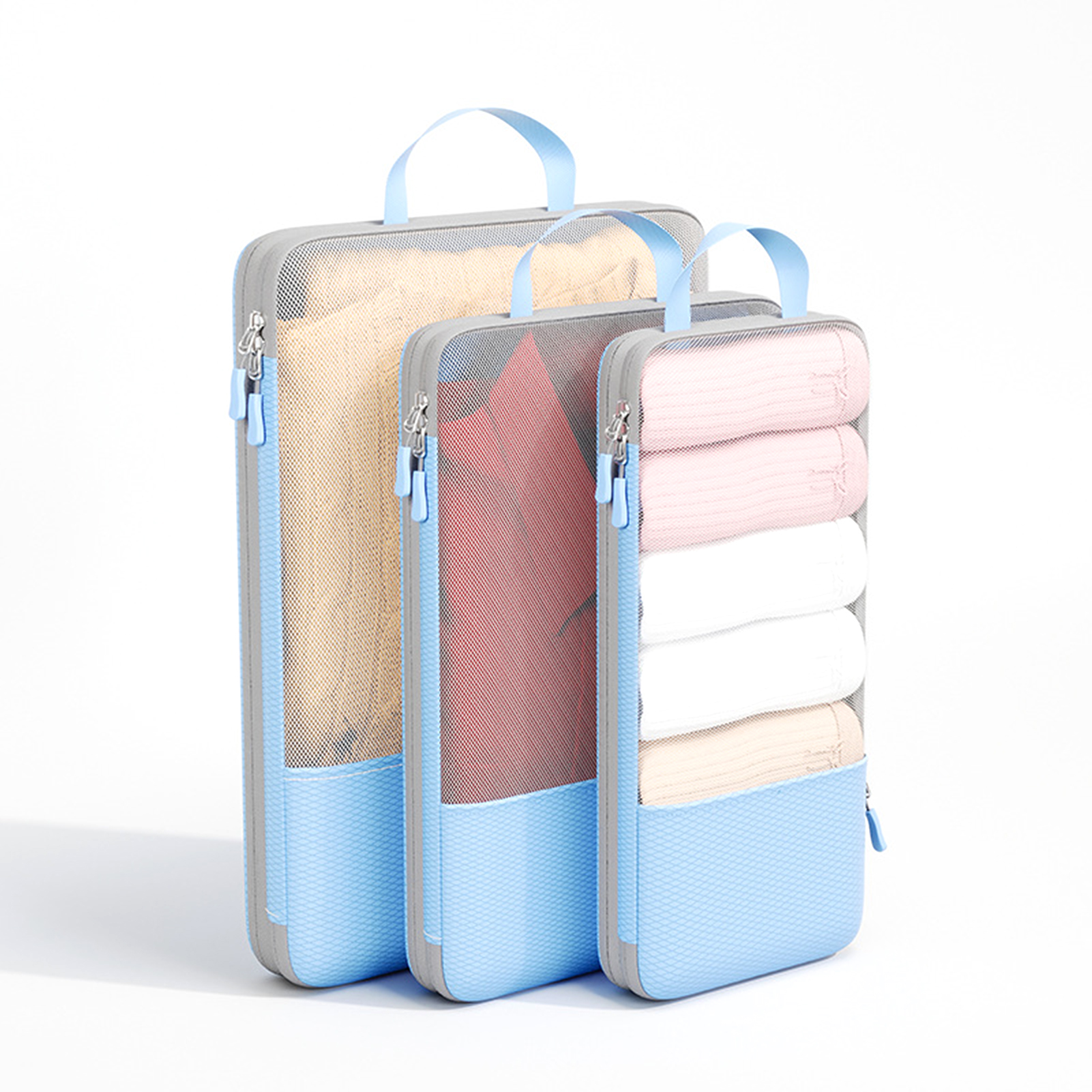 Sammenleggbare reiseklær oppbevaringsvesker vanntette vesker bærbar bagasjeorganisator veske pakkekube lett støvtett reiseveske: Blå