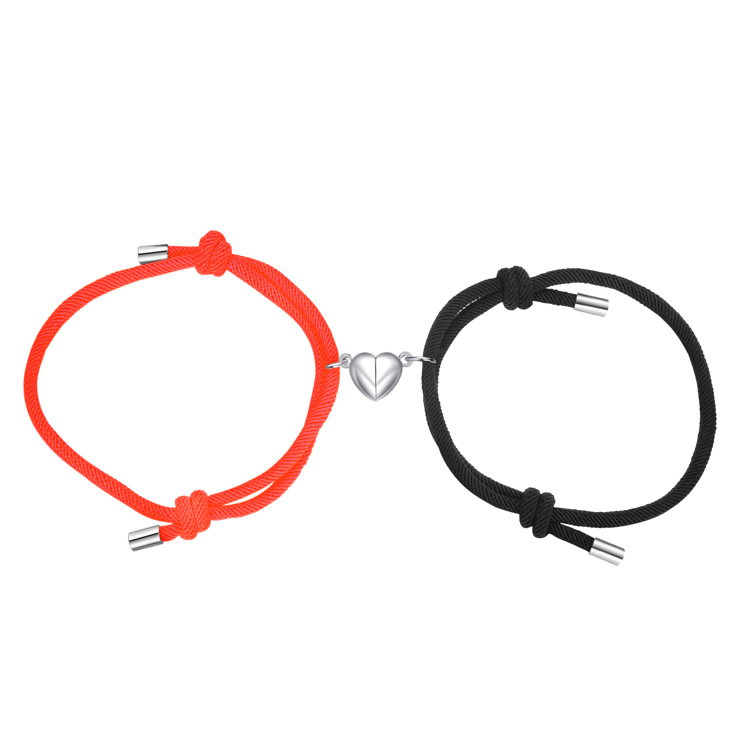 Braccialetti magnetici per coppie da 2 pezzi Braccialetti regolabili per attrazione abbinata a forma di cuore Regali per amanti per fidanzato e fidanzata: Rosso