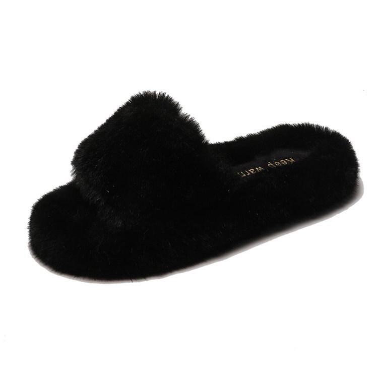 Lurviga tofflor dam klapki damskie damskor plysch tofflor sliders sko maggies walker house tofflor zapatos de mujer: Svart / 5